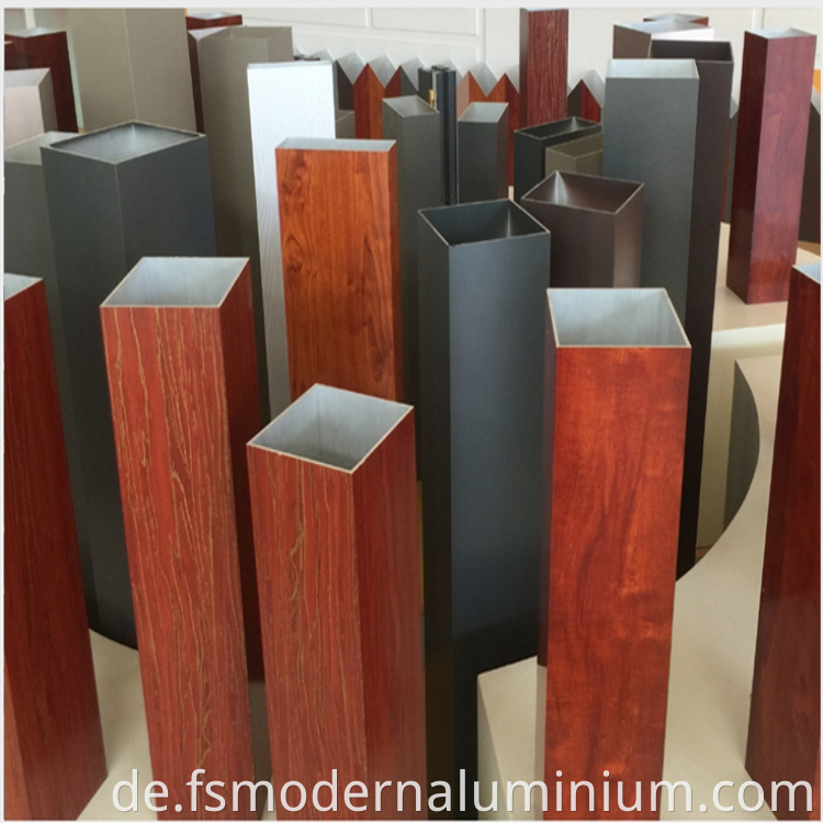 6063 T5 Powder Coating Wood Grain Aluminium Square Tube Profile For Furniture Decoration3